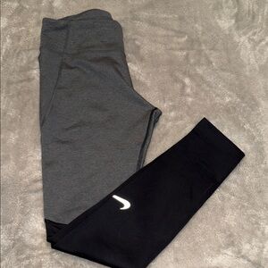 Nike Women Dri-fit Fleece lined Charcoal and Black Leggings